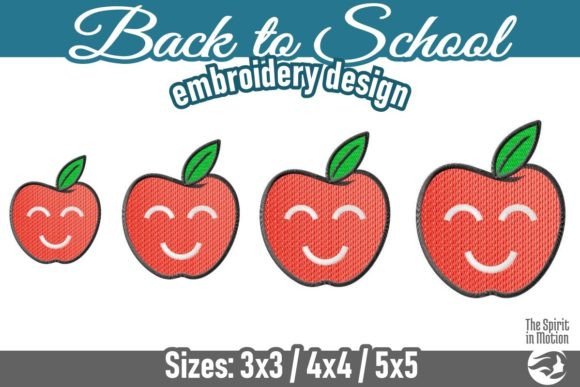 Back to School Smiling Color Apple: A Playful Embroidery Design for Creative Projects