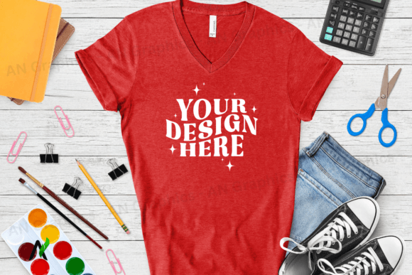 Bella Canvas 3005 V-Neck Mockup - 026