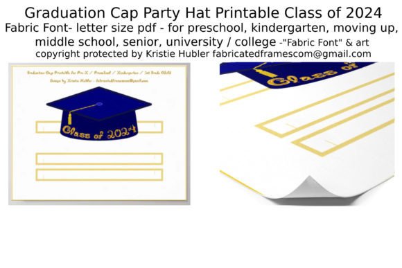 Navy Grad Cap Class 2024 Gold Glitter