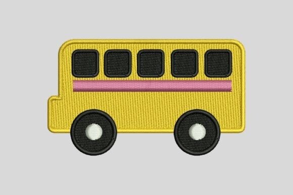 Yellow School Bus Embroidery Design